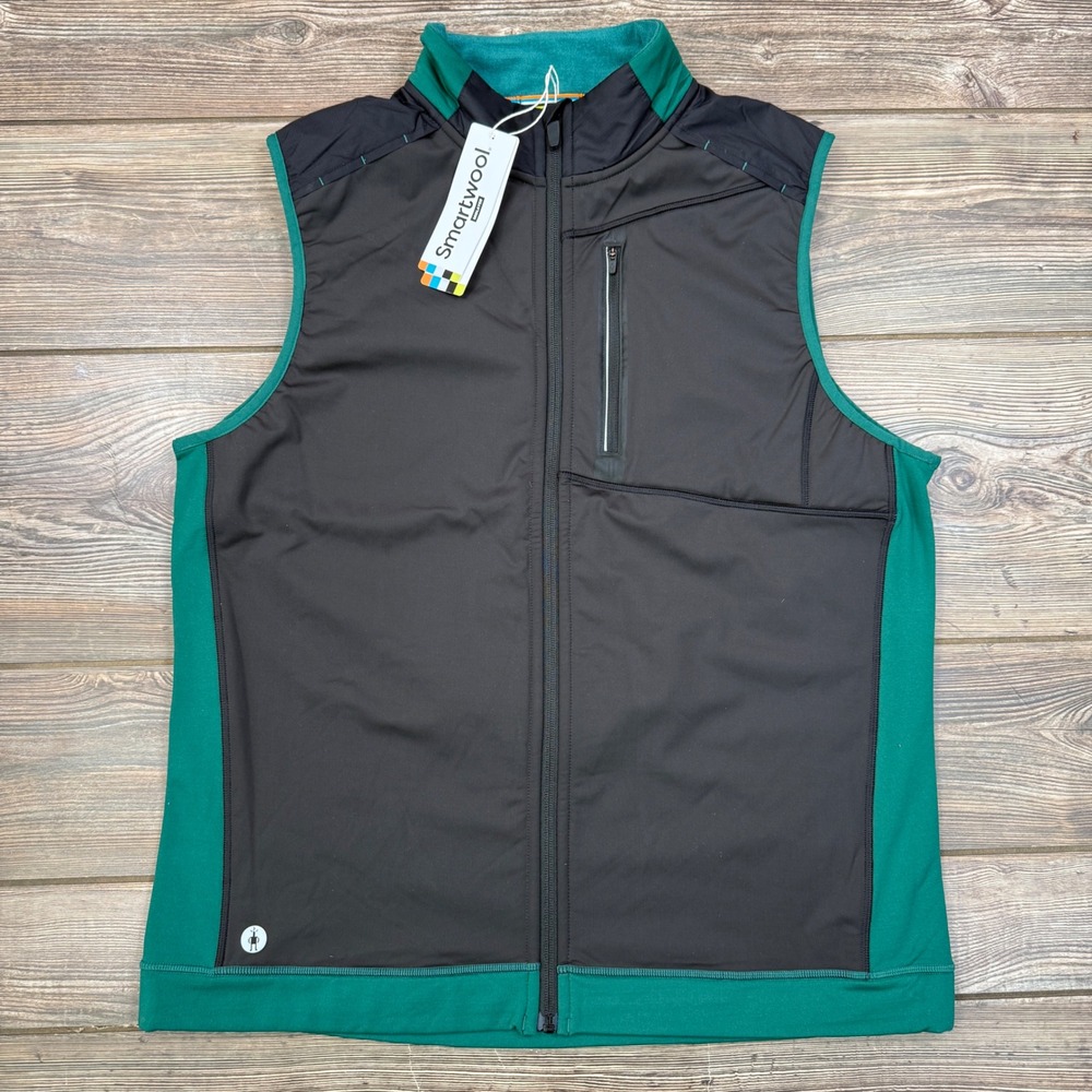 Smartwool Mens Smartloft Wool Wind Vest Evergreen Green Black Size Large NWT